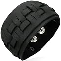 Lederarmband Fino Schwarz 3,6cm breit Gr&ouml;&szlig;e verstellbar unisex