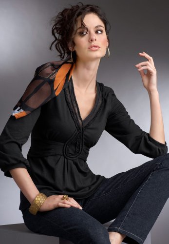 Chadwicks The Carly Knit Top BLACK,L