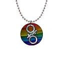 1 Inch Button Necklace of Gay Pride Rainbow Diamond Female Symbols Flag (Gay, Lesbian, Bi, Bisexual, Transexual, Transgender)