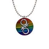 1 Inch Button Necklace of Gay Pride Rainbow Diamond Female Symbols Flag (Gay, Lesbian, Bi, Bisexual, Transexual, Transgender)
