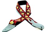 Jodi Head Grey/Red Geometrical Woven Jaquard Pattern with Buckle Guitar Strap
