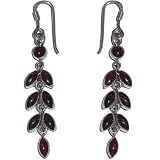 Indian Gifts Sterling Silver Garnet Earrings 3 inches (gpers009erng)