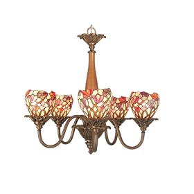 Dale Tiffany TH50114 26.5-Inch by 26.5-Inch Multicolored Amstel Chandelier With Antique Bronze Finish And Art Glass Shade