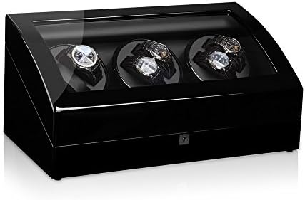 Luxwinder - Luxurious Watch Winder - Winds up to 6 Watches + Stores 7 Extra - Black - Designed in Germany