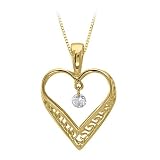 14K Yellow/White Gold 0.05 ct. Diamond Heart Pendant with Chain