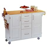 Large Cart With Wood Top - White