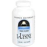 Source Naturals L-Lysine, Free-Form, 500 mg, Tablets, 250 tablets (Pack of 2)