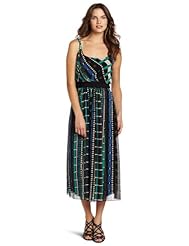 Chiffon/Polyester Beaded Striped Print Geometric Print Empire   Waistline Maxi Dress 