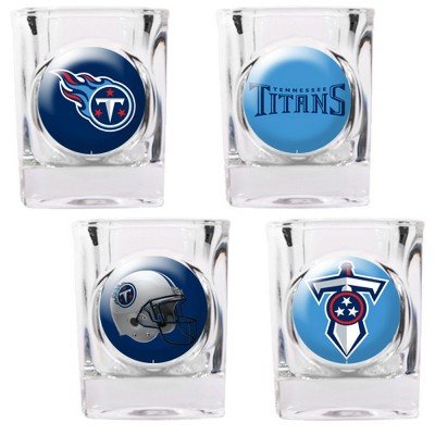 NFL Tennessee Titans Four Piece Square Shot Glass Set (Individual Logos)