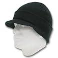 Knit Beanie Visor Hat - Scull Cap Style - Black