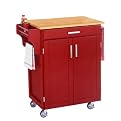 Red Cart with Natural Wood Top