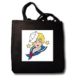 Retro Blonde in Sailor Suit - Black Tote Bag 14w X 14h X 3d Retro Blonde in Sailor Suit - Black Tote Bag 14w X 14h X 3d