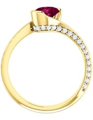 10K Yellow Gold 7.00x5.00mm Oval Cut Rhodolite Garnet and Diamond Ring -- LIFETIME WARRANTY