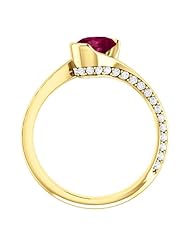 18K Yellow Gold 7.00x5.00mm Oval Cut Rhodolite Garnet and Diamond Ring -- LIFETIME WARRANTY