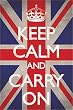 Keep Calm and Carry On (Motivational, Union Jack Flag) Art Poster Print - 24" X 36"