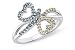 1/4 Carat Blue and Yellow Diamond 14K White Gold Double Heart Ring