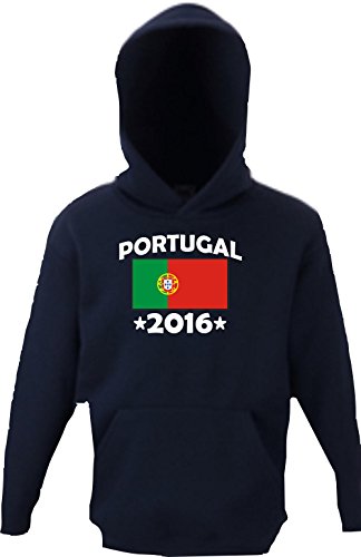 ShirtInStyle Kinder Hooded Portugal 2016 Trikot Style Fan Farbe schwarz, Größe 164