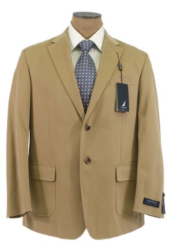 Nautica Mens 2 Button Solid Tan Cotton Sport Coat / Blazer / Jacket - Size 44S
