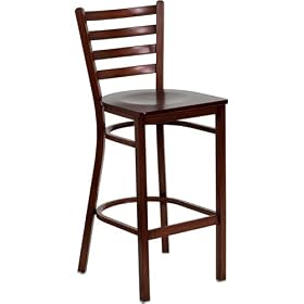 Flash Furniture HERCULES Series Mahogany Ladder Back Metal Restaurant Bar Stool with... by Flash Furniture