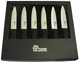 Pradel Excellence - ST006 - Set de 6 couteaux à Steaks en Boîte Cadeau - Lame Céramique - Ultra Coupante - Manche Noir
