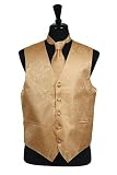Paisley tone on tone Vest Tie Set Gold