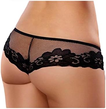 Unique and Lovely Women's Plus-Size Flower Lace Cheekster Panty Black Xl