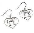 Graceful Standing Horse in Heart Sterling Silver Hook Pony Earrings