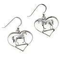 Graceful Standing Horse in Heart Sterling Silver Hook Pony Earrings