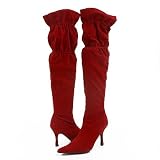Wild Rose Juma14 Knee-High Boots Red 8.5 Red