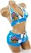 Sexy Blue Boyshorts Bathing Suit Skull Tattoo Rhinestone Bikini Triangle Halter Top Swimsuit