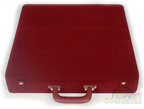 Marble Chess Set With 16 X16 Red & Coral Chess Board, Wth Wooden Storage Case; Velvet Covered