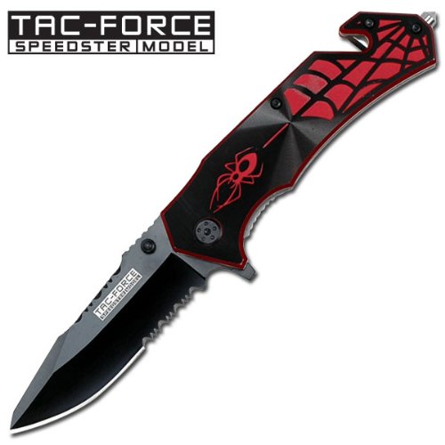  Tac-Force Assisted Black & Red Spider Rescue Knife