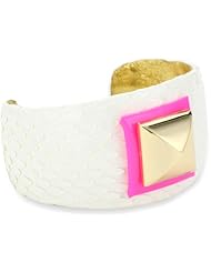 Ted Rossi "Extreme Neon" Python Square and Pyramid Large Cuff Bracelet