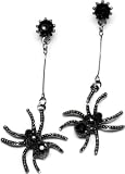 Black Spider Dangle Earrings