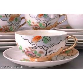 Japanese 18 piece Teaset Eggshell Lustre Handpainted