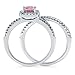 BERRICLE Sterling Silver 0.75 ct.tw Cushion Pink Cubic Zirconia CZ Halo Engagement Wedding Ring Set