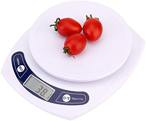 Winrida 6.61lb 3kg Multifunction Digital Electronic Kitchen Food Scale,High Accuracy,0.1g/0.01oz Resolution,Calibration Supported LCD Display,White