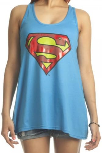 Superman Foil Logo Juniors Turquoise Tank