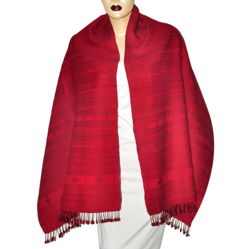 Red Embroidered Scarf Womens Fashion Accessory India 23 .5 x 70 inches