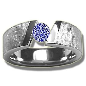 .67 CT BLUE DIAMOND TENSION LOOK MENS WHITE GOLD RING
