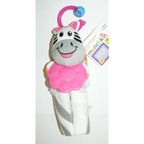 Munchkin Teething Baby Security Blanket with Pacifier attachment - zebra