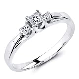 14K White Gold Princess-cut Diamond Ladies Women Wedding Engagement Ring Band (0.3 CTW., F-G Color, SI1 Clarity)