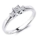 14K White Gold Princess-cut Diamond Ladies Women Wedding Engagement Ring Band (0.3 CTW., F-G Color, SI1 Clarity)