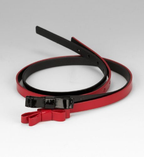 2 Older Girls Patent Bow Belts