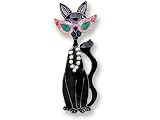 Clearly Charming Glamour Puss Silver & Enamel Pin