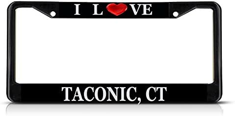 I Love Heart Taconic, Ct Black Metal License Plate Frame Tag Border
