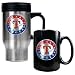 Texas Rangers MLB Stainless Steel Travel Mug & Black Ceramic Mug Set - Primary Logo