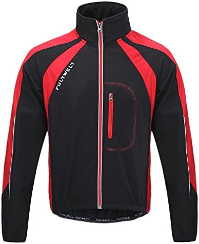 Fabilion Men's Cycling Long Sleeves Windproof Jersey Jacket Black/Red XL