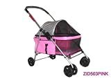 Pet Dog Cat Bed Stroller Carrier Pink 503