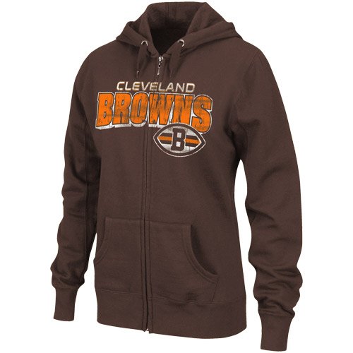 NFL Women's Cleveland Browns Football Classic III Long Sleeve Fullzip Fleece Hoodie (Classic Brown, X-Large)